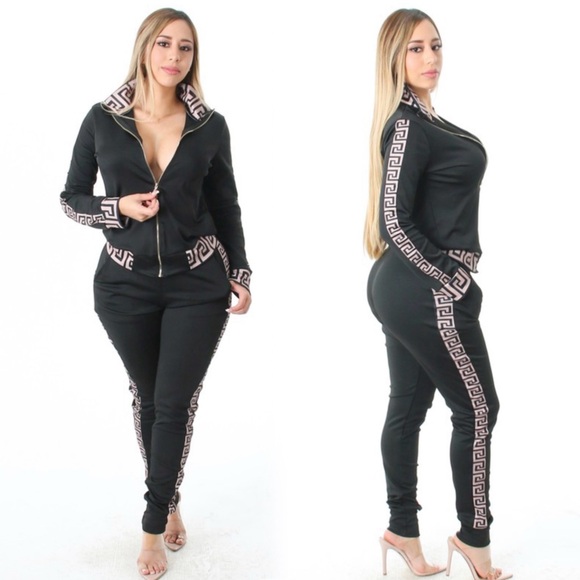 Black Women's Jumpsuit with Patterned Trim - Picture 12 of 12